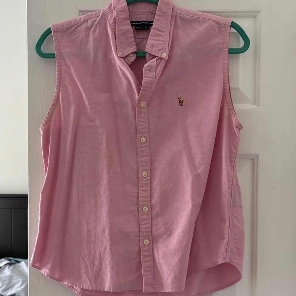 Ralph Lauren Pink Sleeveless Button-Down Shirt